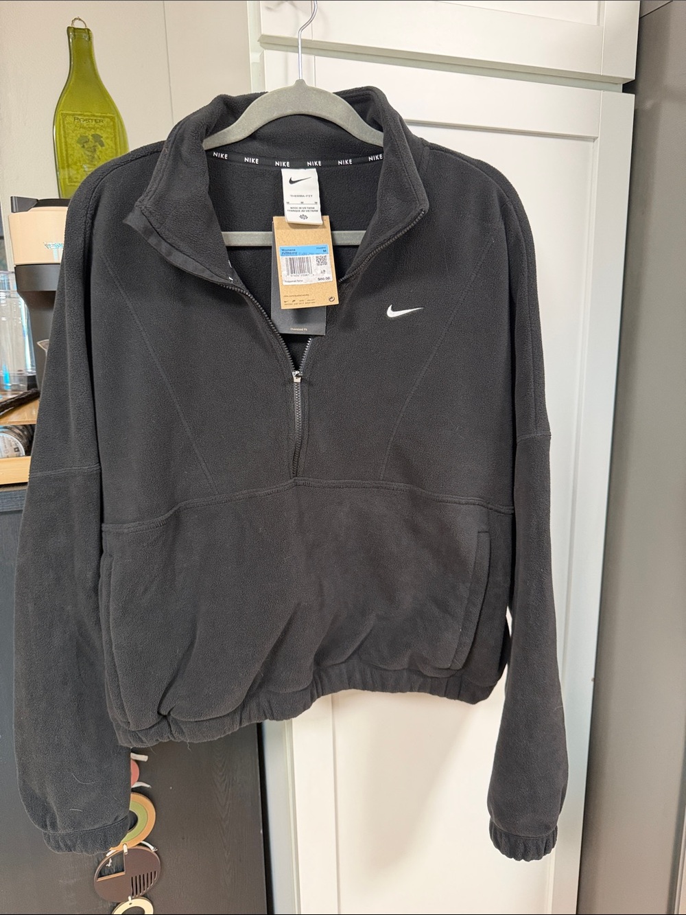Nike Black Women's Teddy Fleece Quarter-Zip. NWT